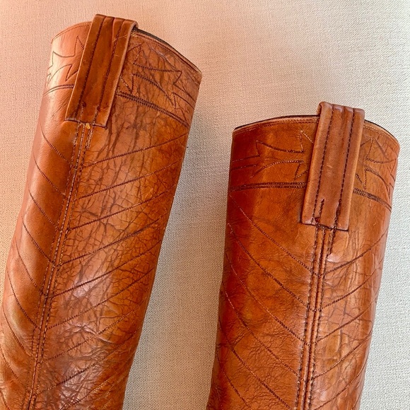 FRYE True Vintage Black Label Embroidered Stitching Tall Knee High Boots, Size 7 - Picture 7 of 15